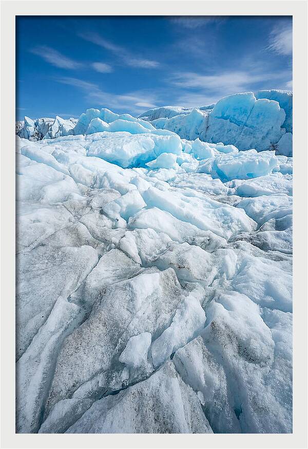 Ice Texture Abstract In Blue And White