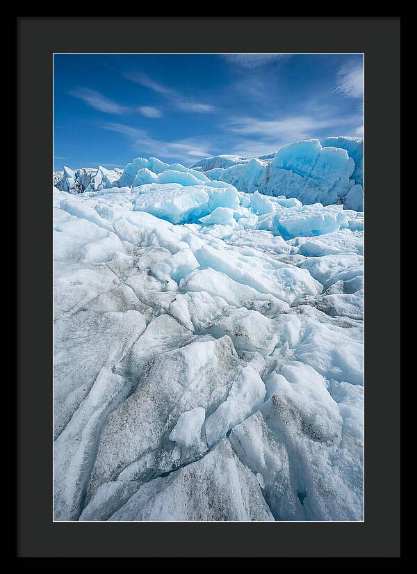 Ice Texture Abstract In Blue And White