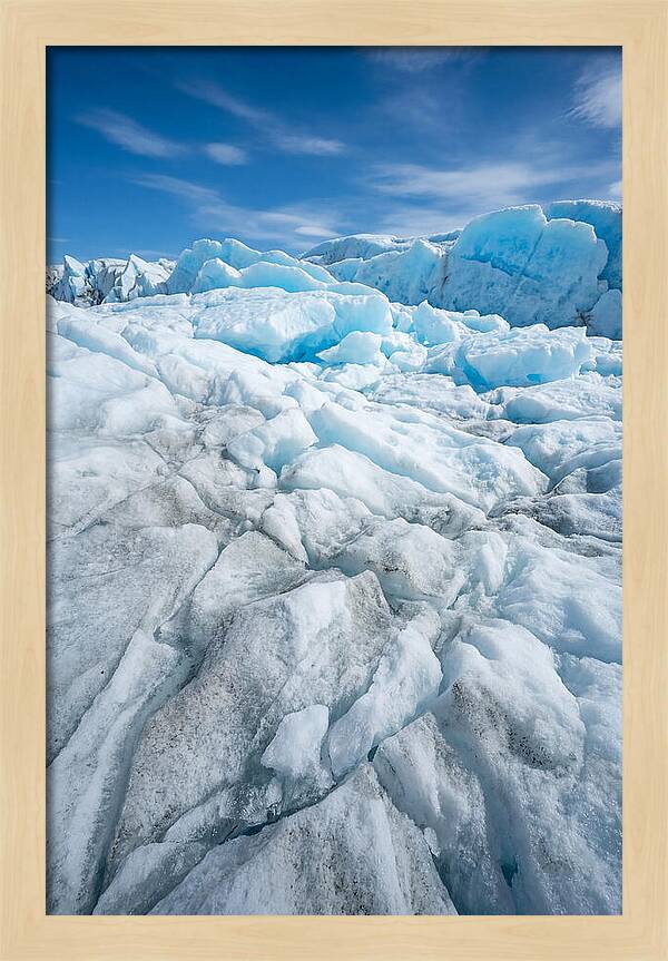Ice Texture Abstract In Blue And White