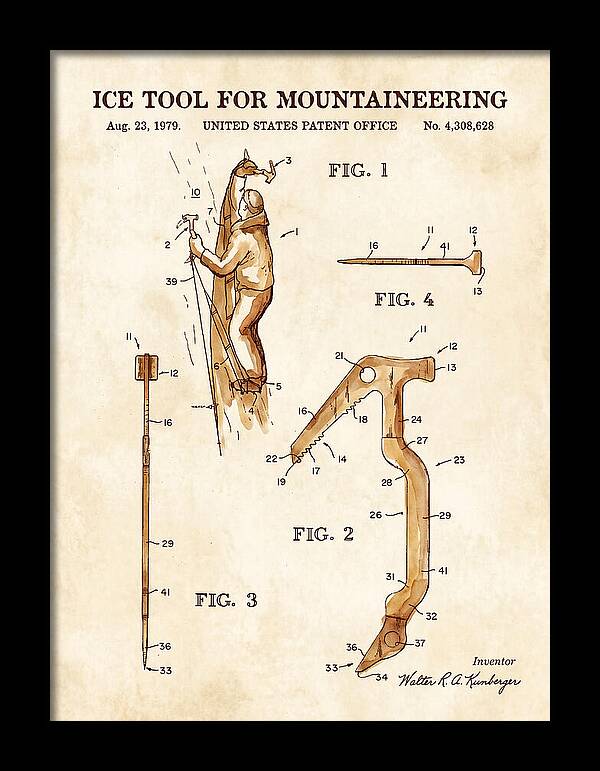 Ice Tool For Mountaineering Watercolor Patent Us4308628a