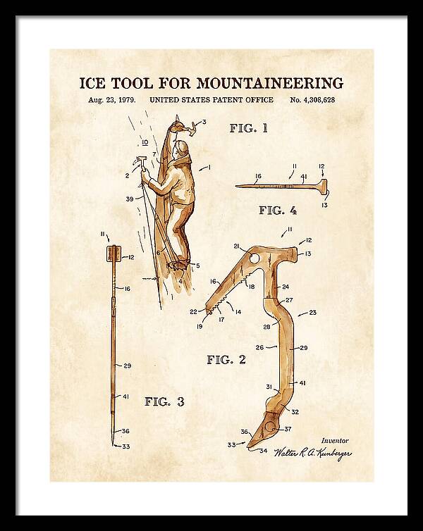 Ice Tool For Mountaineering Watercolor Patent Us4308628a