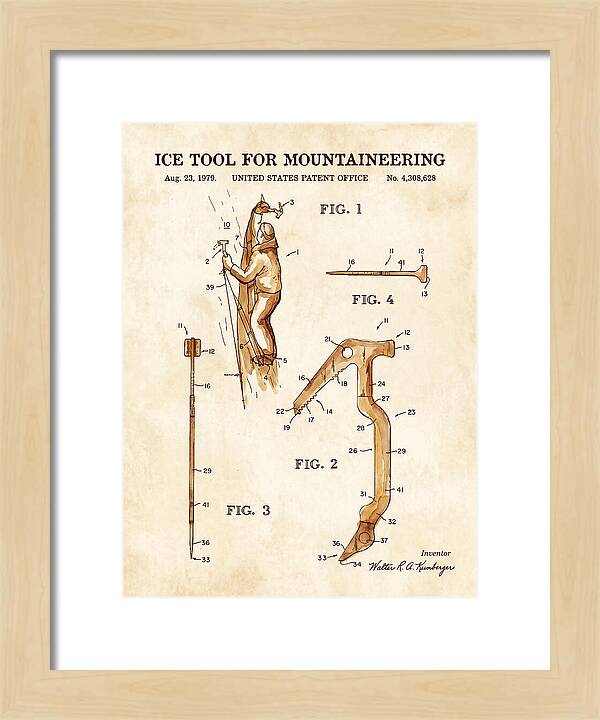 Ice Tool For Mountaineering Watercolor Patent Us4308628a