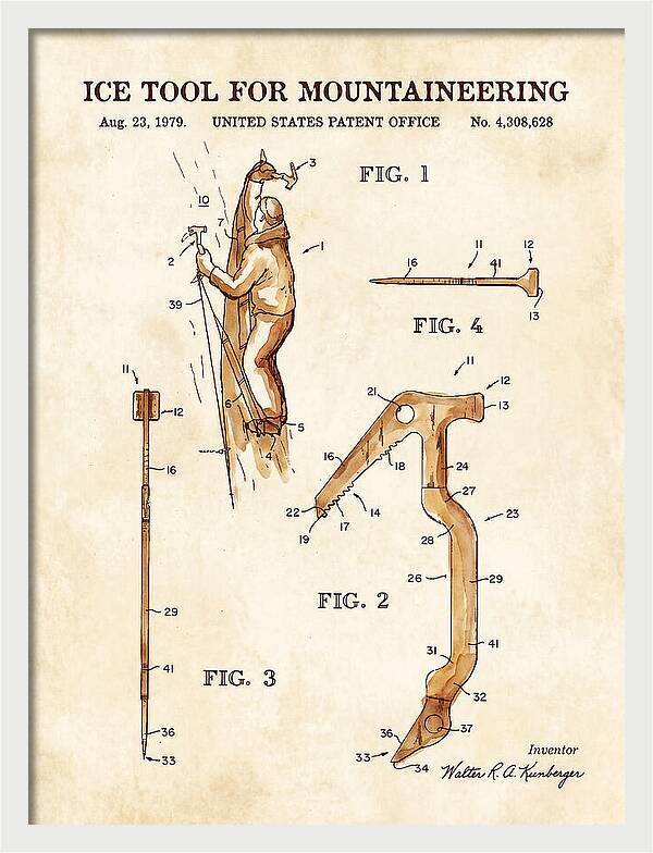 Ice Tool For Mountaineering Watercolor Patent Us4308628a