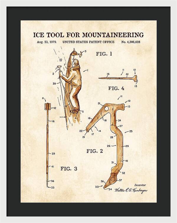 Ice Tool For Mountaineering Watercolor Patent Us4308628a