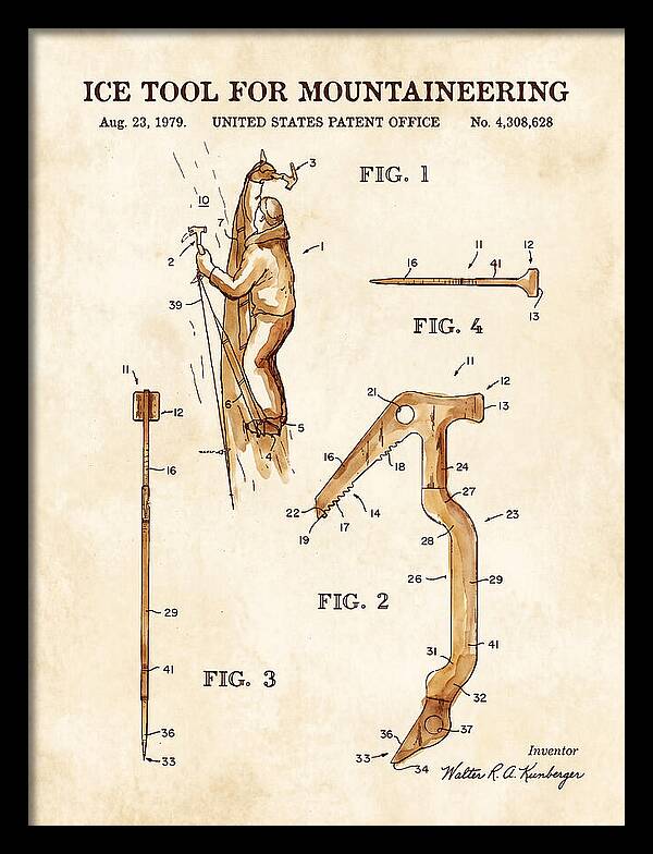 Ice Tool For Mountaineering Watercolor Patent Us4308628a