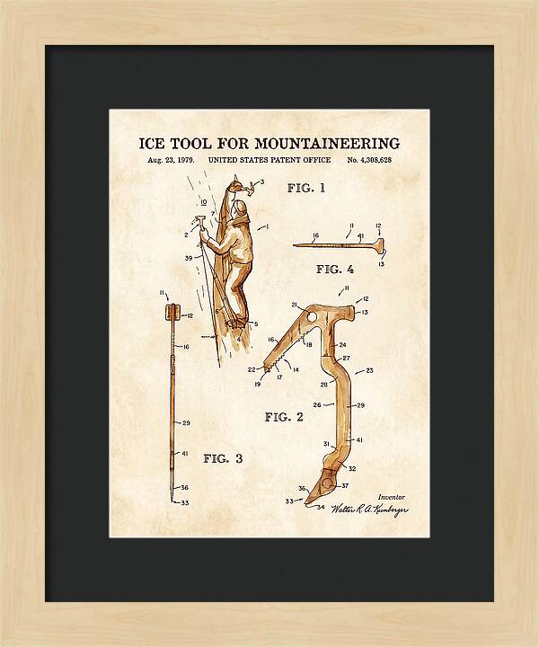 Ice Tool For Mountaineering Watercolor Patent Us4308628a