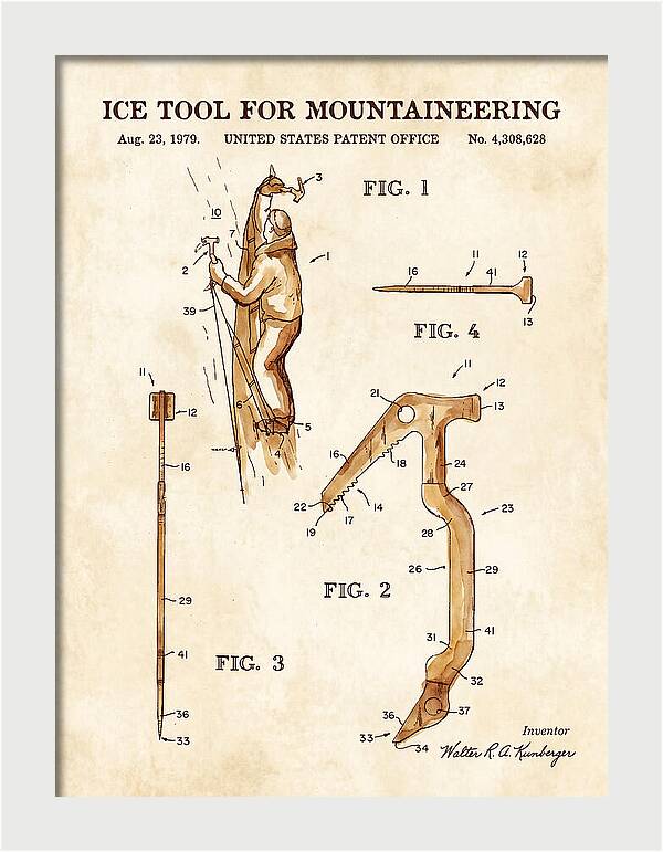Ice Tool For Mountaineering Watercolor Patent Us4308628a