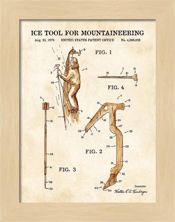 Ice Tool For Mountaineering Watercolor Patent Us4308628a