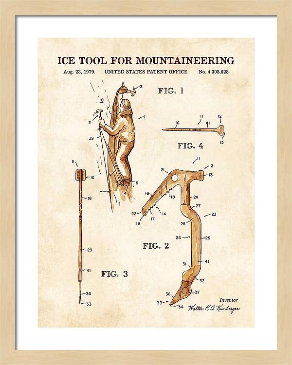 Ice Tool For Mountaineering Watercolor Patent Us4308628a