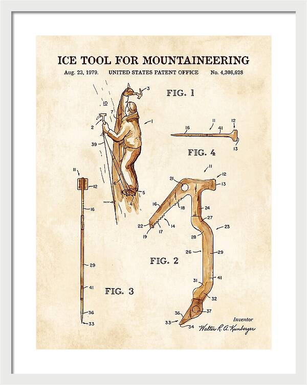 Ice Tool For Mountaineering Watercolor Patent Us4308628a