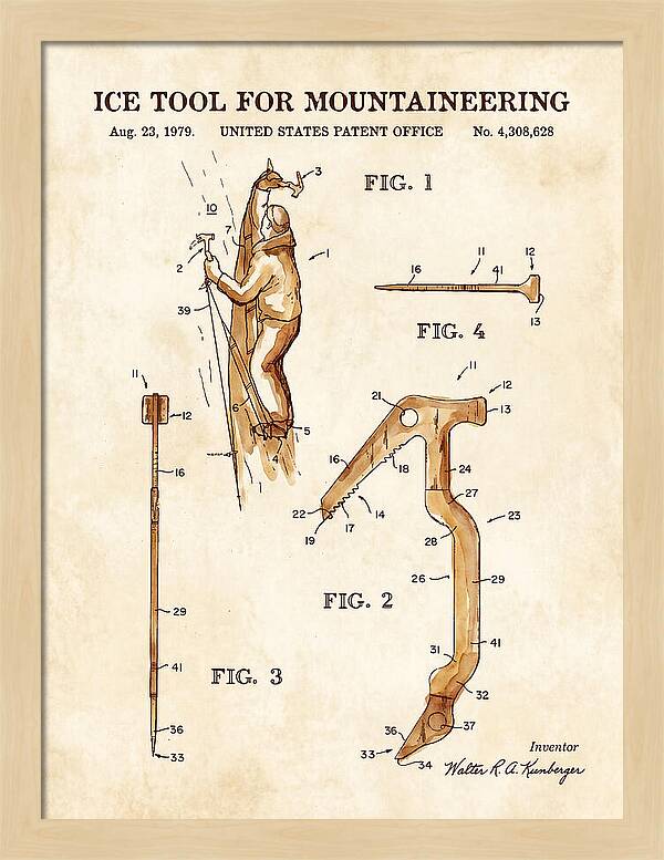 Ice Tool For Mountaineering Watercolor Patent Us4308628a