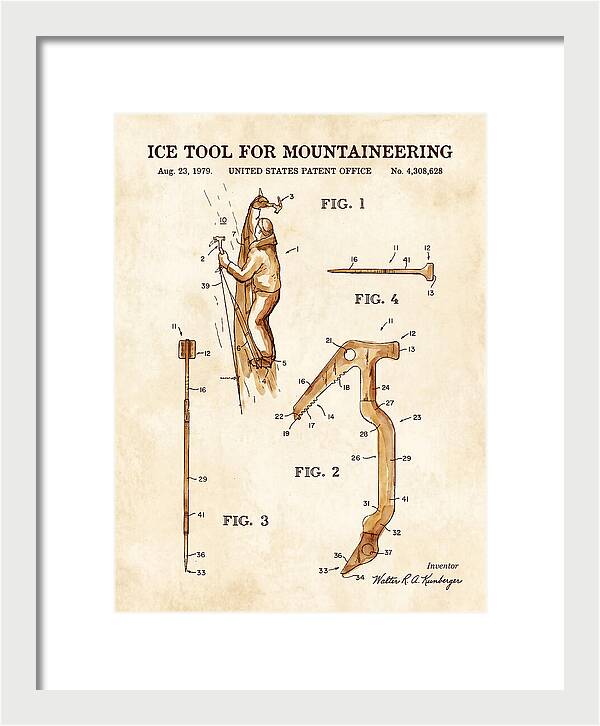 Ice Tool For Mountaineering Watercolor Patent Us4308628a