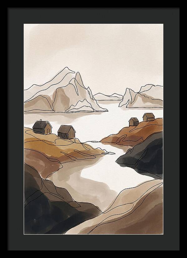 Icebergs Floating Past Coastal Village