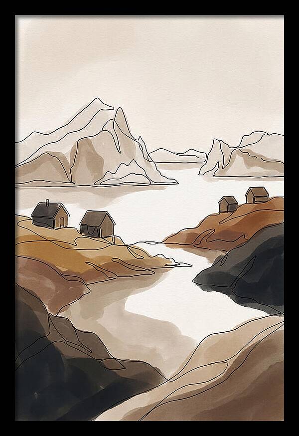Icebergs Floating Past Coastal Village