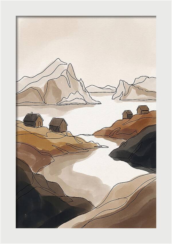 Icebergs Floating Past Coastal Village