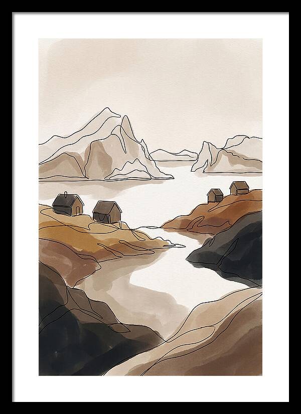 Icebergs Floating Past Coastal Village