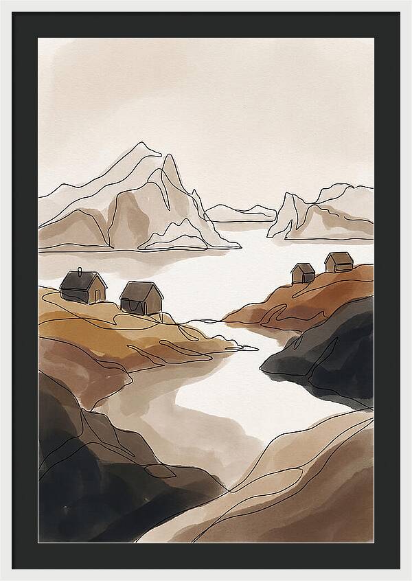 Icebergs Floating Past Coastal Village