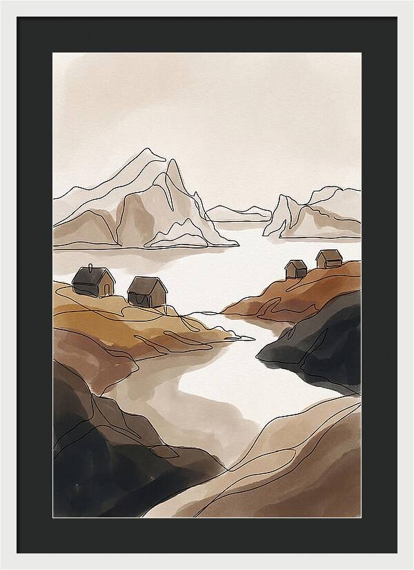 Icebergs Floating Past Coastal Village