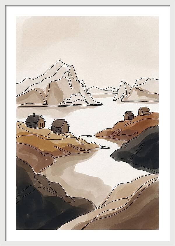 Icebergs Floating Past Coastal Village