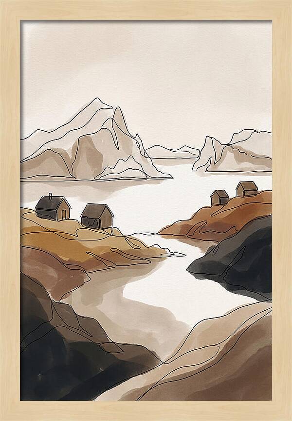 Icebergs Floating Past Coastal Village