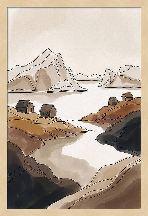 Icebergs Floating Past Coastal Village