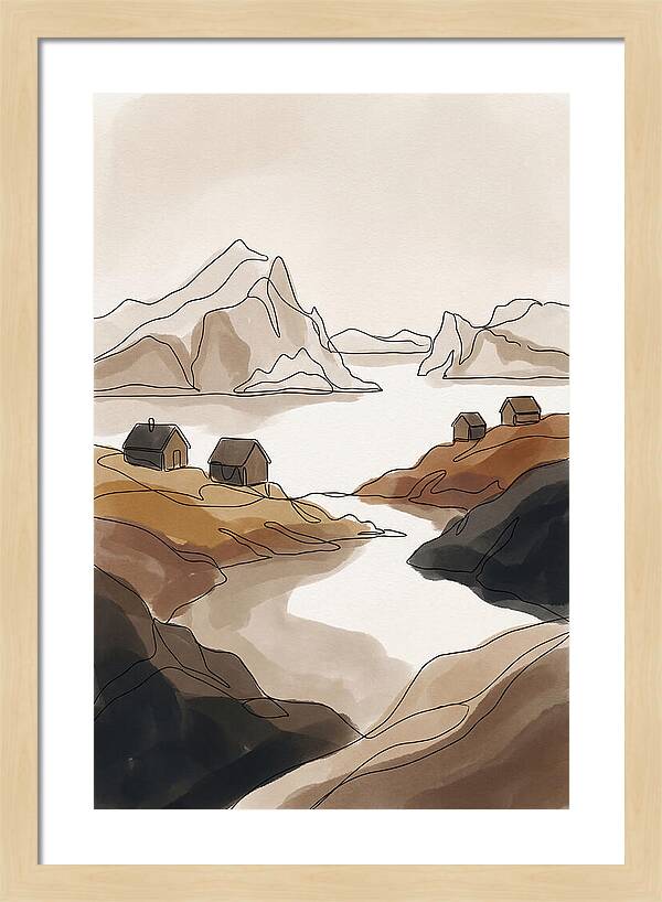 Icebergs Floating Past Coastal Village