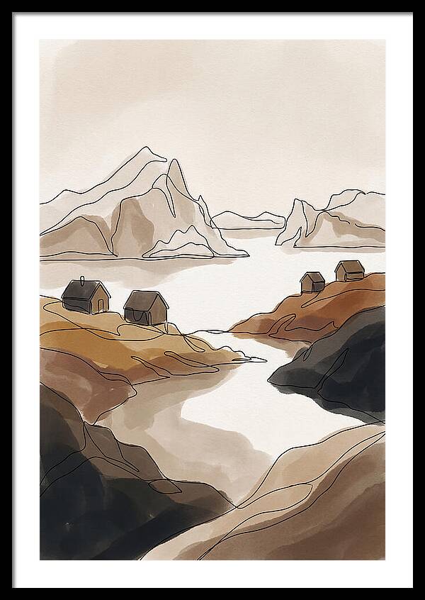 Icebergs Floating Past Coastal Village