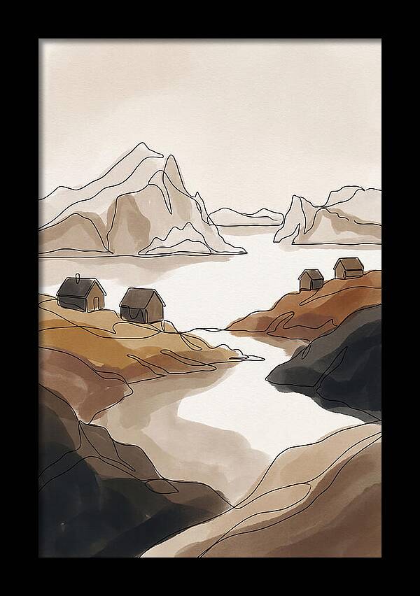 Icebergs Floating Past Coastal Village