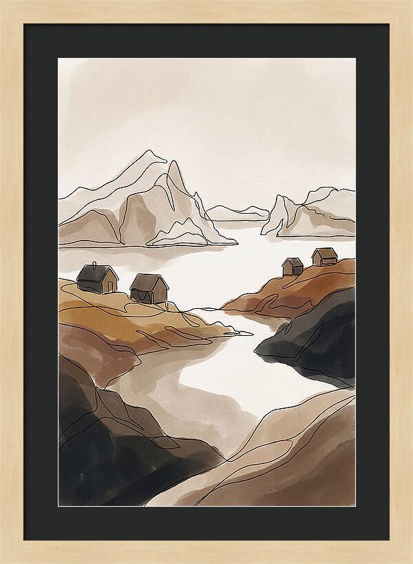 Icebergs Floating Past Coastal Village
