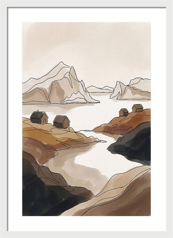Icebergs Floating Past Coastal Village