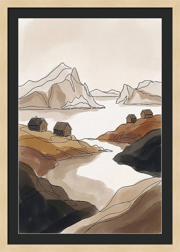 Icebergs Floating Past Coastal Village