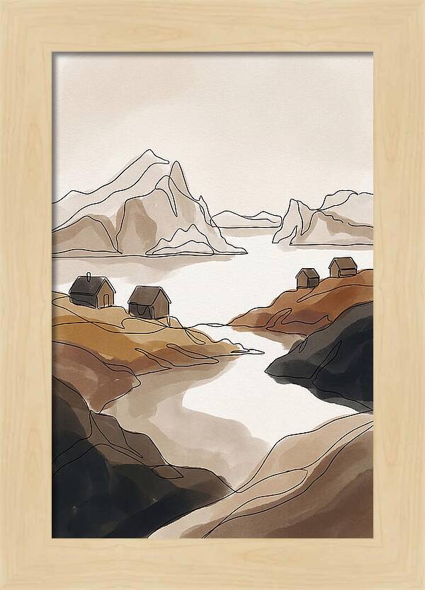 Icebergs Floating Past Coastal Village