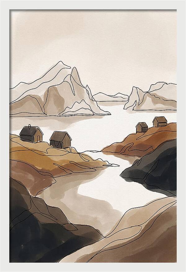 Icebergs Floating Past Coastal Village