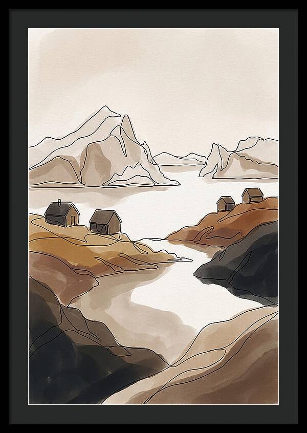 Icebergs Floating Past Coastal Village