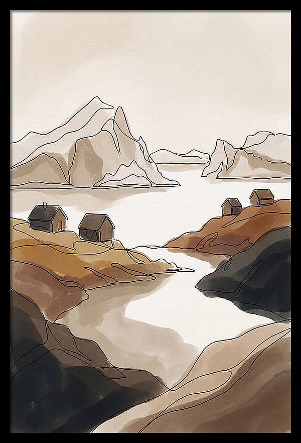 Icebergs Floating Past Coastal Village