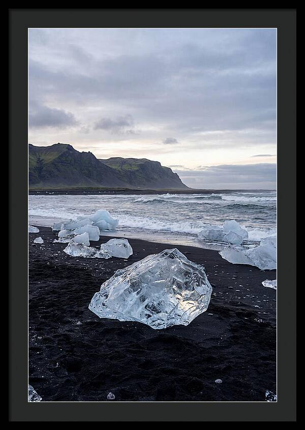 Icebergs On Black Sand Beach