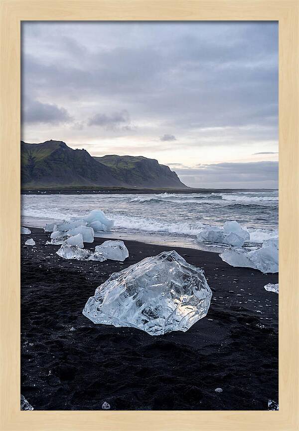 Icebergs On Black Sand Beach
