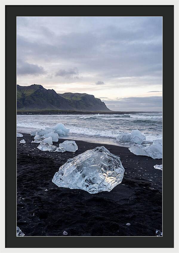 Icebergs On Black Sand Beach