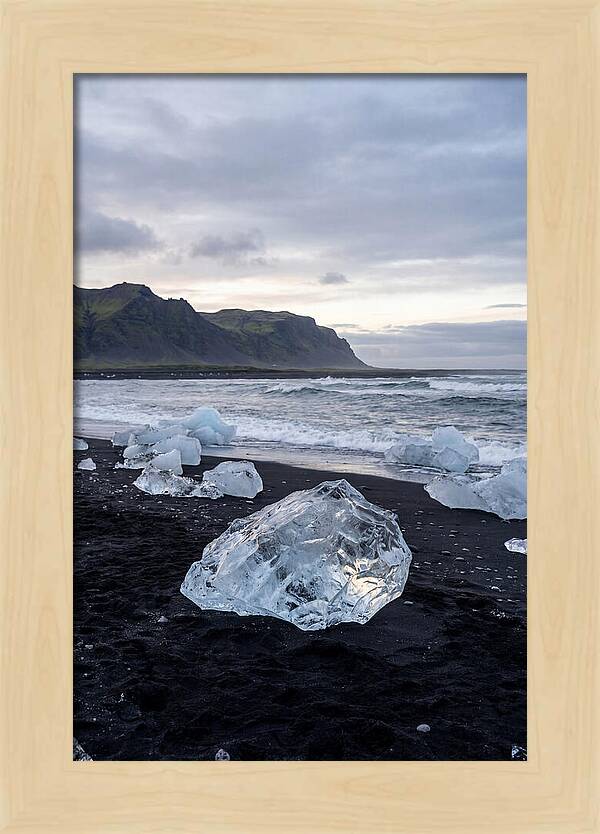 Icebergs On Black Sand Beach