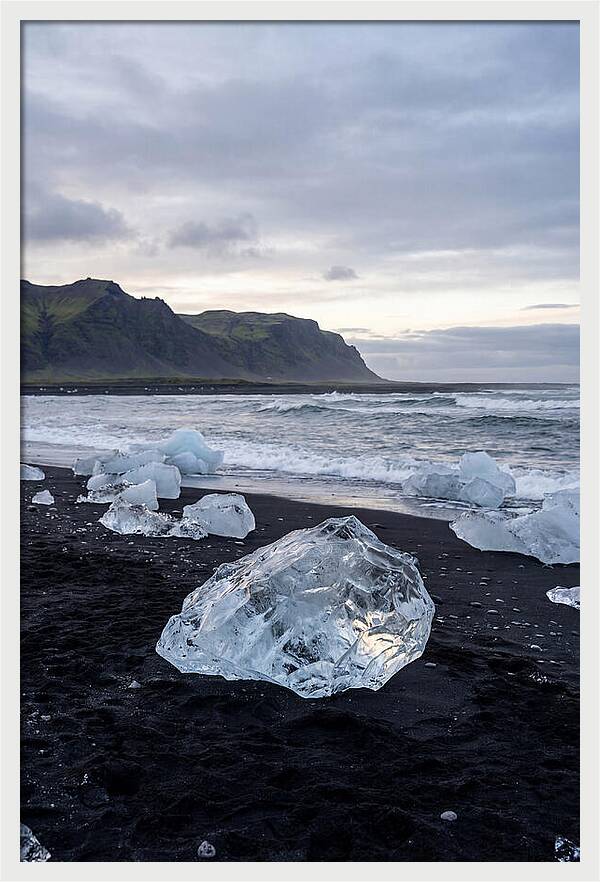 Icebergs On Black Sand Beach