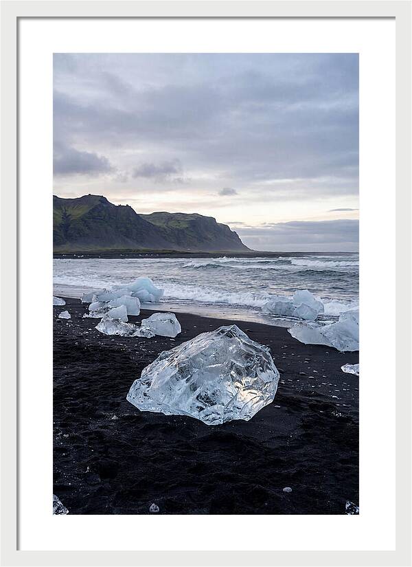 Icebergs On Black Sand Beach