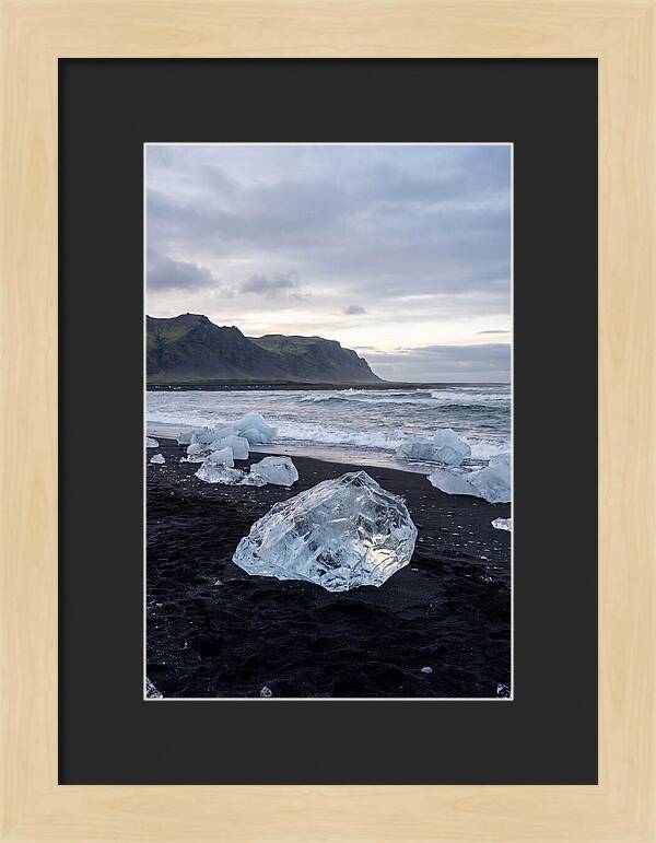 Icebergs On Black Sand Beach