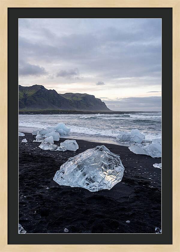 Icebergs On Black Sand Beach