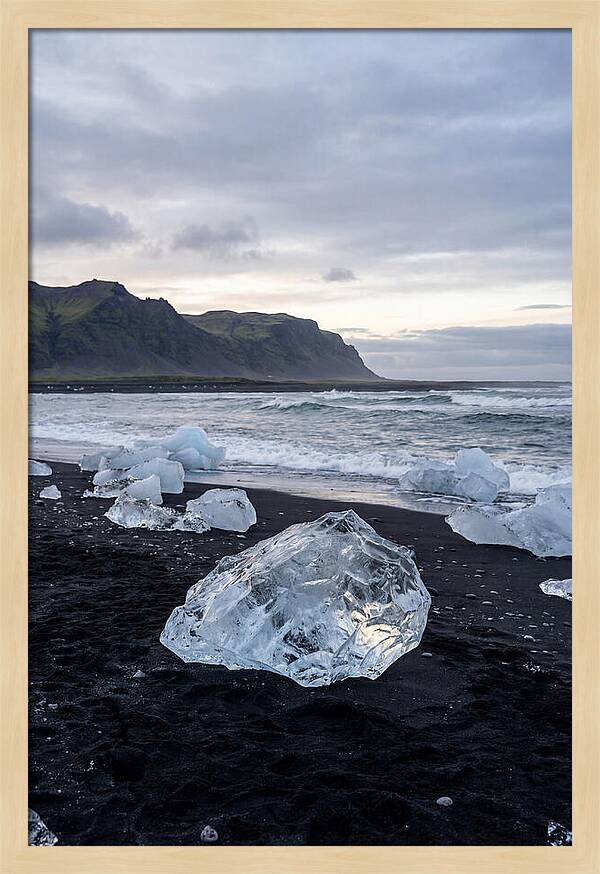 Icebergs On Black Sand Beach