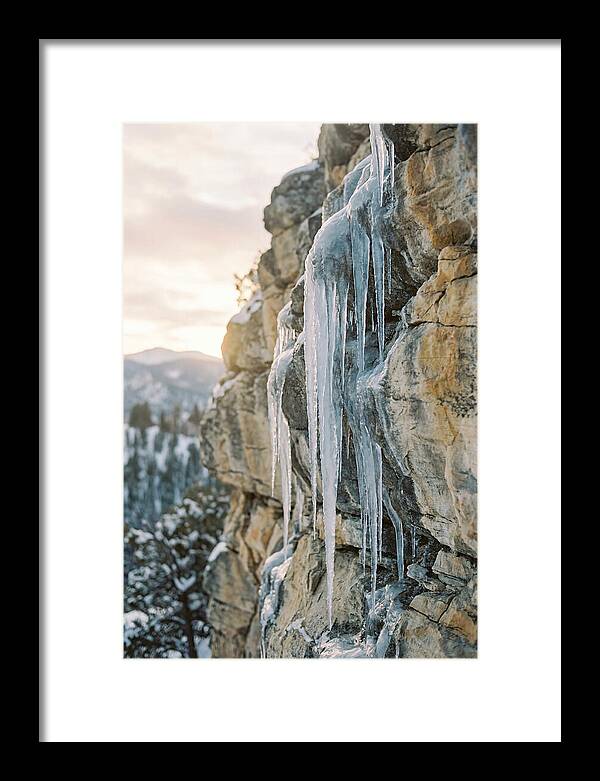 Icicles Hanging From Rocky Cliff