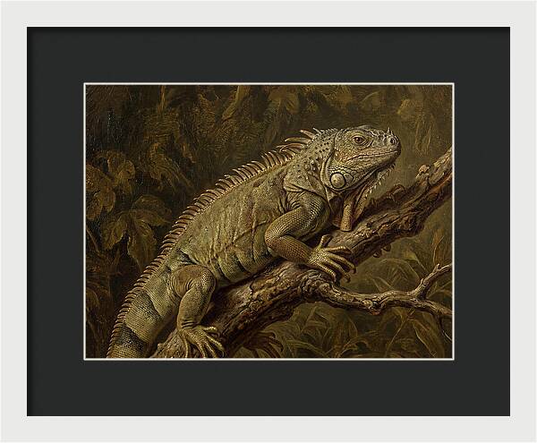 Iguana Perched On Branch