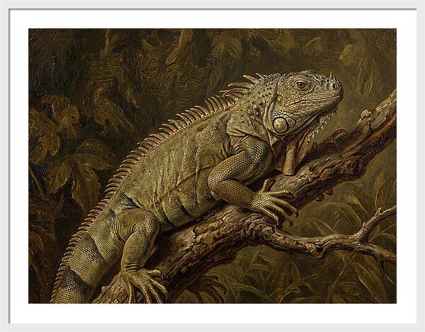 Iguana Perched On Branch