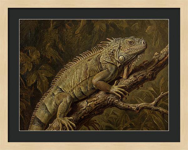 Iguana Perched On Branch