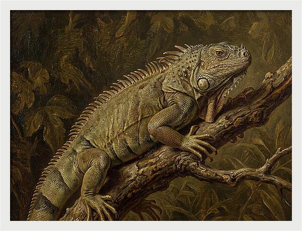 Iguana Perched On Branch