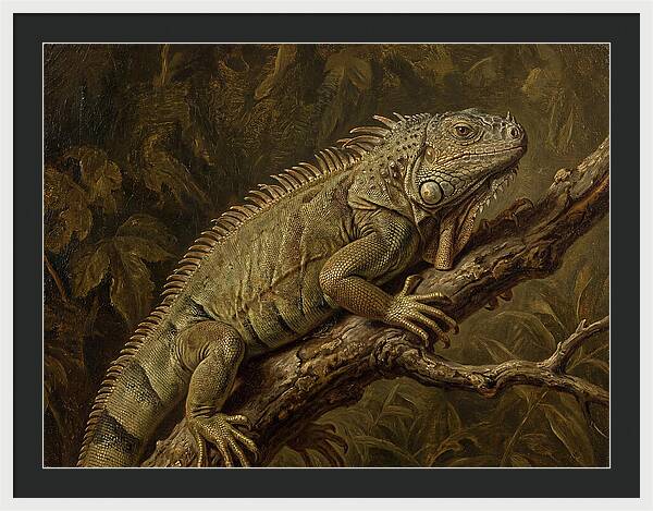 Iguana Perched On Branch